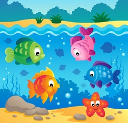 Obraz na płótnie Canvas Underwater ocean fauna theme 3