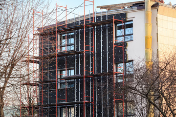 exterior insulation of administrative building facade