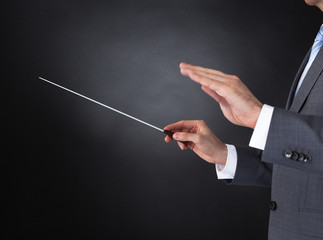 Orchestra Conductor Holding Baton