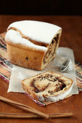 Cut of Chocolate Hazelnut Roll Cake