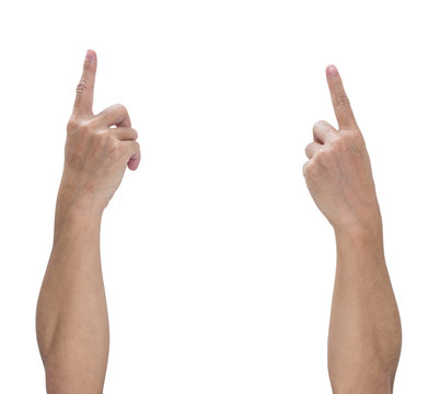 Hands point isolated on white background, Clipping path