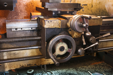 Details of a machine, old and used.