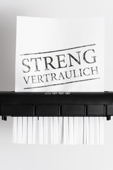 Schredder Streng vertraulich Papier