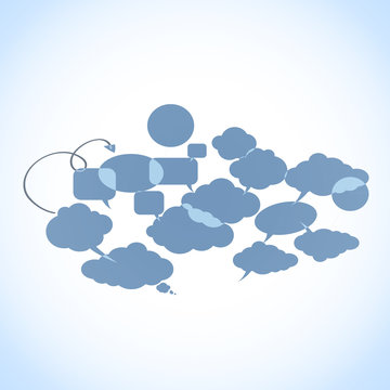 Design of blue speech bubble. Vector design.