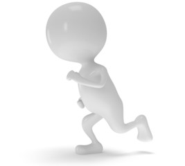 3d white running man