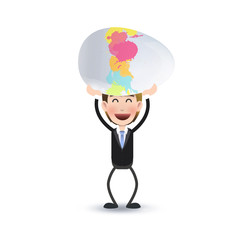 businessman holding an egg over white background, Vector design