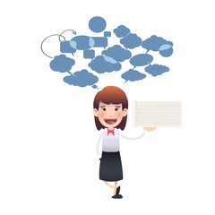 Business girl holding a note paper