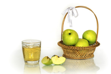 Green Apple and a glass of juice