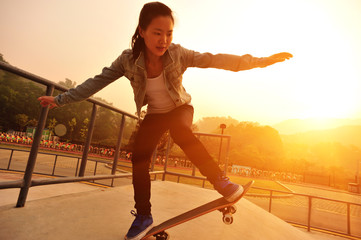 skateboarding at sunrise skate park