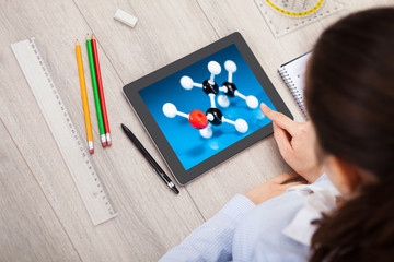 Woman With Digital Tablet Showing Molecule