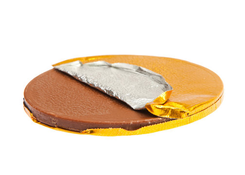 Gold Chocolate coin with gold wrapper