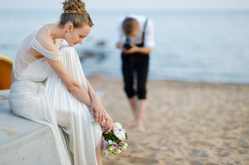 Bride posing for her groom