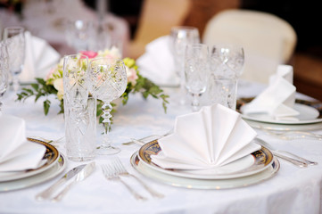 Table set for an event party or wedding reception