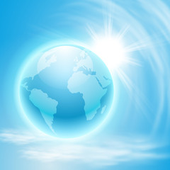 Background with globe and sun