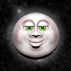Obraz premium Full Moon Smiling Face 3D