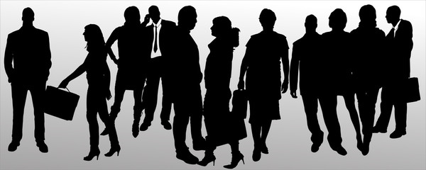 Vector silhouette of business people.