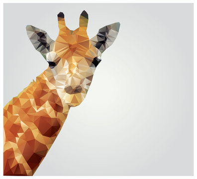 Geometric Polygonal Giraffe, Triangle Pattern Design, Vector