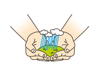 手のひら　雨