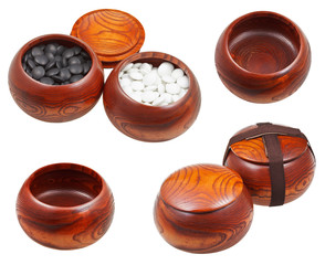 set of wooden bowls for go game