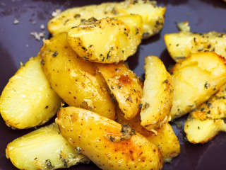 fried potato slices on ceramic plate