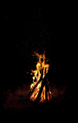 night time bonfire