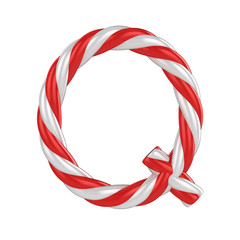 christmas candy cane font - letter Q