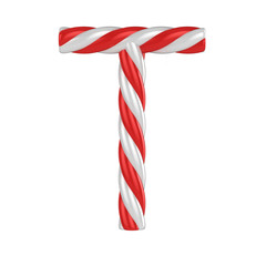 Obraz premium christmas candy cane font - letter T