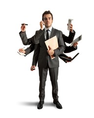 Multitasking businessman