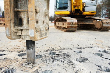 Asphalt Road repairing works with hydrohammer