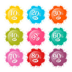 Colorful Discount Labels, Stains, Splashes