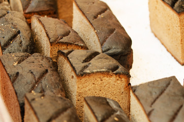 Homemade rye bread in in the handicraft mart