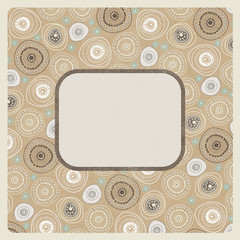 Place for text card frame with circles on beige, vector
