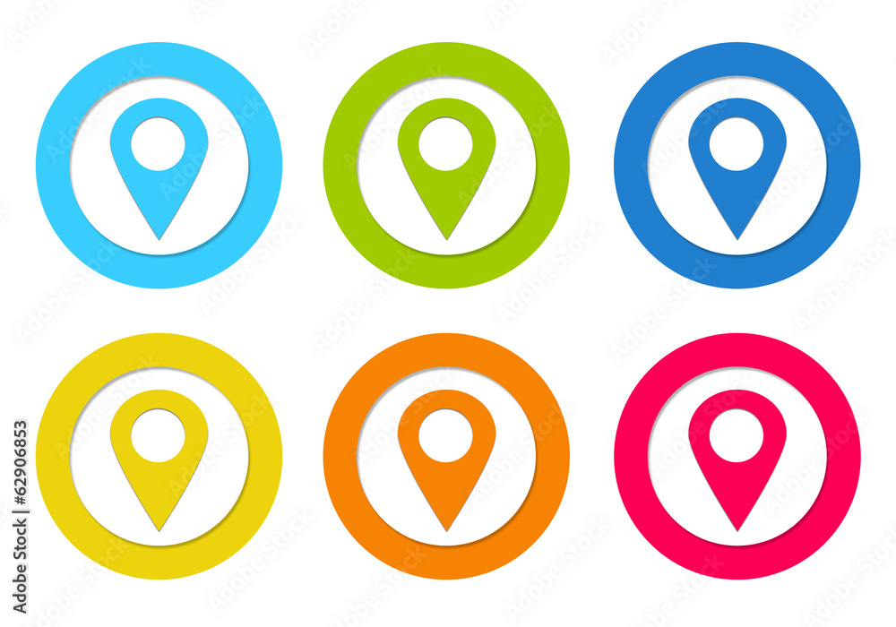 Poster colorful rounded icons for web or markers on maps