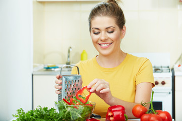 woman cooking healthy food