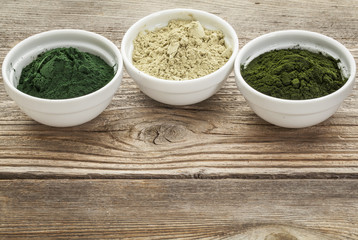 kelp, spirulina and chlorella