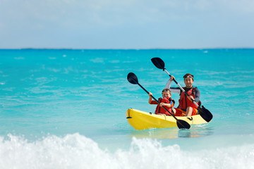 Father and son kayaking