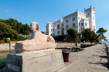 Sphinx statue and Miramare castle