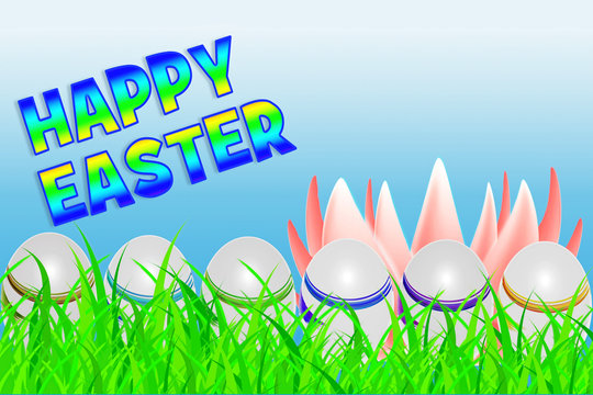 happy easter word with eggs