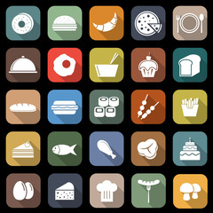 Food flat icons with long shadow