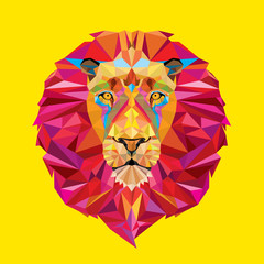 Fototapeta premium Głowa lwa w geometryczny wzór