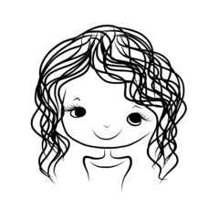 Cute girl smiling, sketch for your design