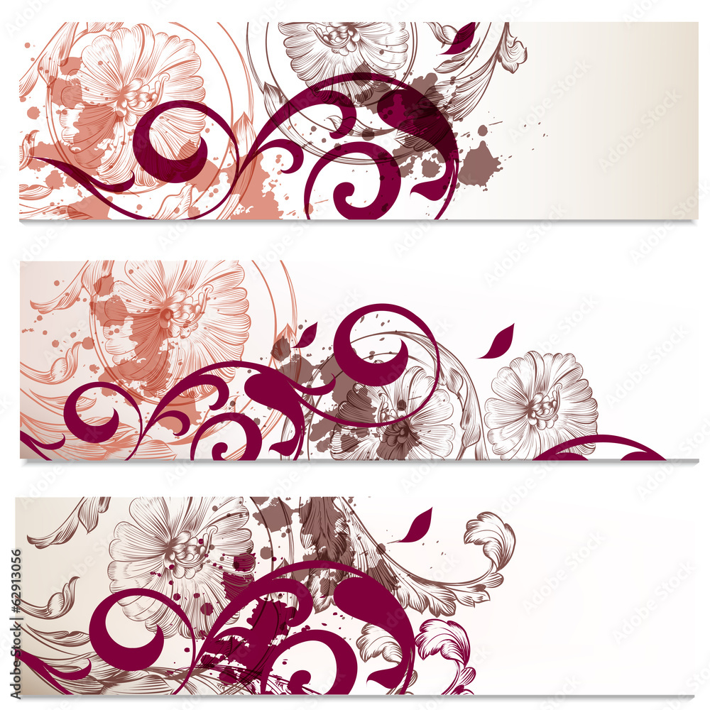 Wall mural Business cards set in floral style