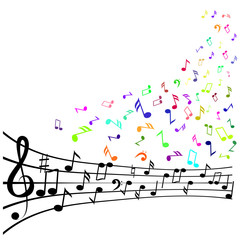 Various music notes on stave