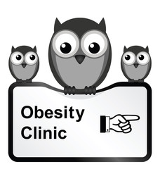 Monochrome comical obesity clinic sign