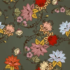 Tuinposter Floral seamless vector  pattern with ornament © Mary fleur