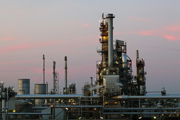 Oil refinery at twilight