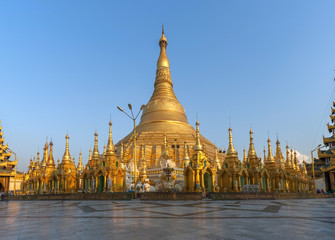 Golden stupas at the Shwedagon Paya, Yangoon, Myanmar