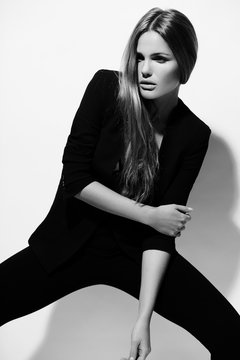 fashion sexy stylish model in black cloth