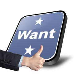 Want button + Daumen