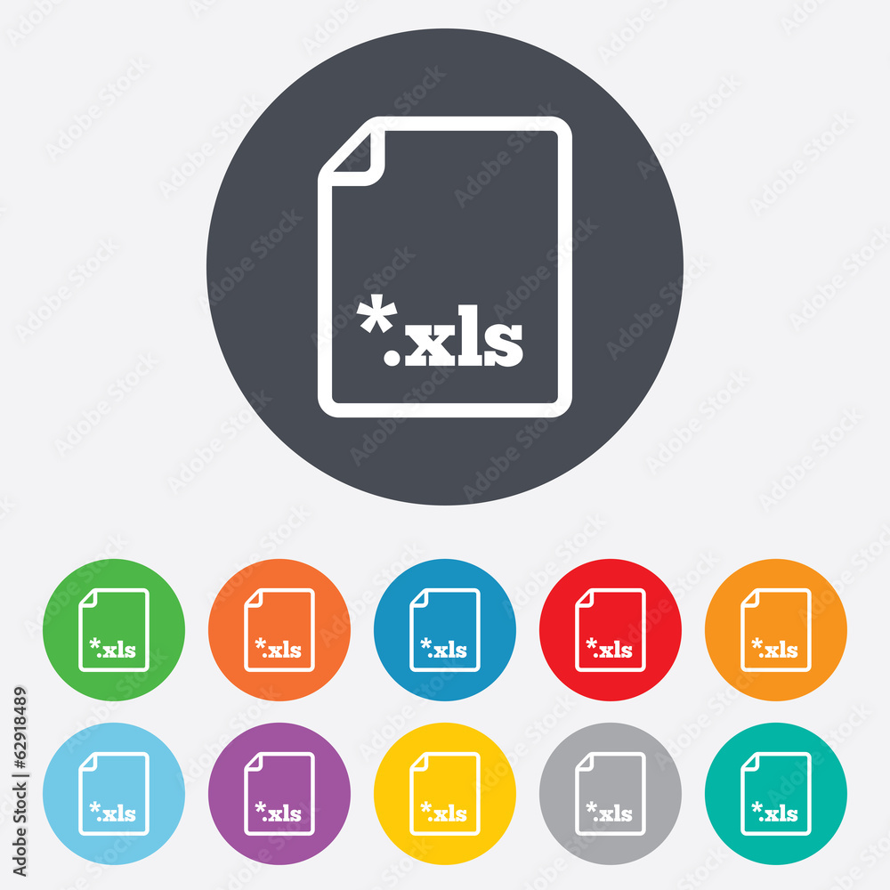 Poster excel file document icon. download xls button.
